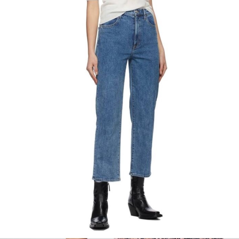 SLVRLAKE London Crop High Rise Straight Leg Jeans, Kings Canyon